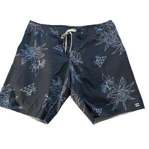 Billabong Surf Swim Boarder Bermuda Navy Blue 10" Shorts Size 38 EUC #7060